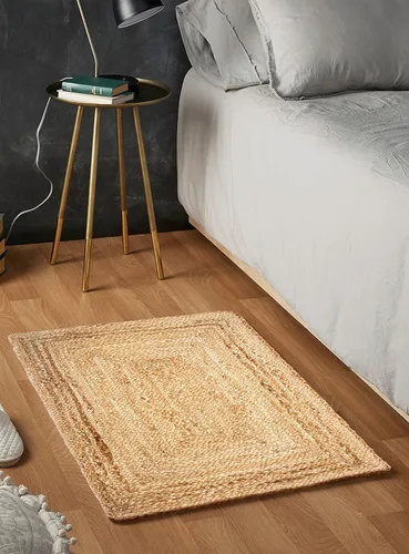 Vista 7 de Light & Pro Alfombra de yute, 2 x 3, natural, hecha a mano, trenzada, reversible, alfombra rústica