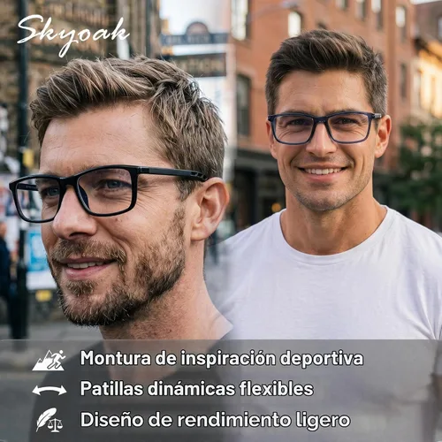 Vista 3 de SKYOAK Gafas de lectura progresivas deportivas extremadamente cómodas para hombre, 1.25x