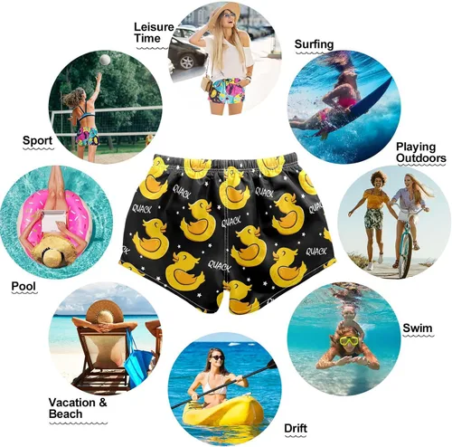 Vista 5 de visesunny Pantalones cortos de baño para mujer, diseño floral para playa