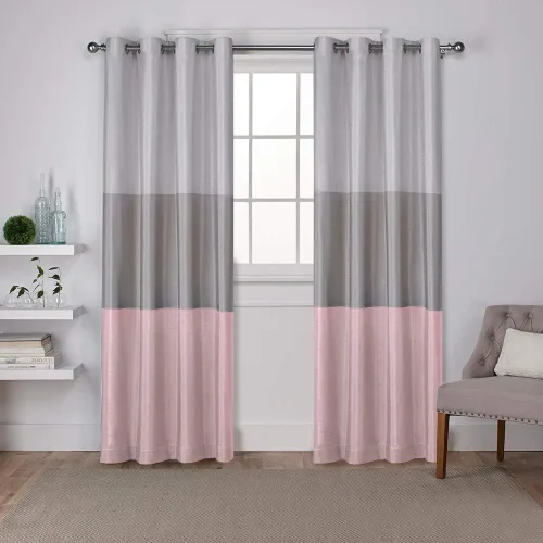 Vista 15 de Exclusive Home Curtains Chateau Rayed Sky Silk Grommet Top Top Curtain Panel Panel, 54x96, Pearl Black, 2 Count Perla negra
