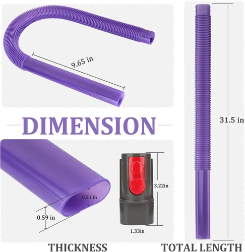 Vista 5 de Fullclean Manguera de ventilación de secadora para aspiradora Dyson Gen5 V15 V15s V12 V11 V10 V9 V8 V7 Detectar ciclón Absoluto Outsize Slim
