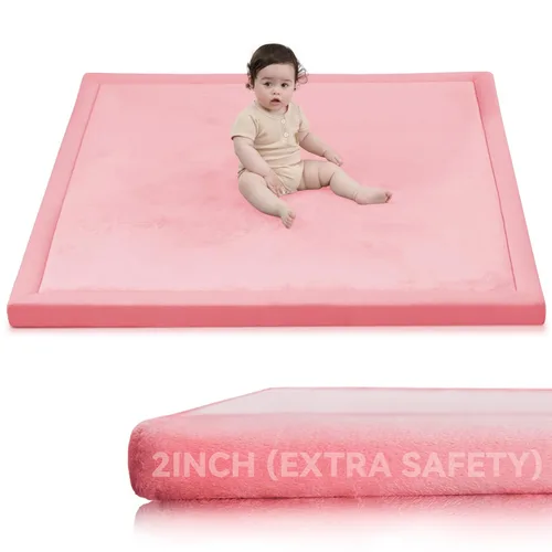 Vista 82 de Tapete de juego de 2 pulgadas de grosor para bebés y niños, tapete acolchado extra seguro, anticaídas, antideslizante, repelente al agua, tapete