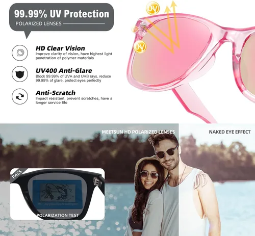 Vista 74 de MEETSUN Polarized Sunglasses for Women Men Classic Retro Square Frame Driving Sun Glasses UV Protection