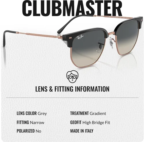 Vista 10 de Ray-Ban RB4416 NEW CLUBMASTER - Gafas de sol de forma cuadrada redonda con kit oficial de gafas