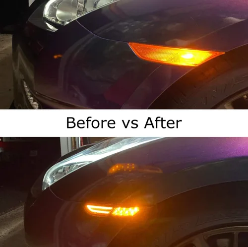Vista 3 de iJDMTOY JDM - Kit de luz de marcador lateral frontal 3D ámbar transparente compatible con Nissan GT-R 2007 en adelante, alimentado por 30 diodos