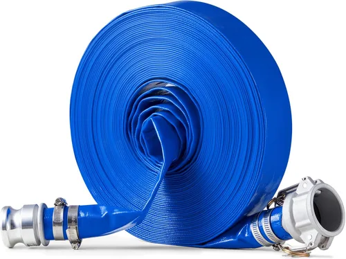 Vista 15 de VEVOR Manguera de descarga, 1-1/2 pulgadas x 100 pies, manguera plana de tela de PVC, manguera de drenaje resistente con abrazaderas, resistente a