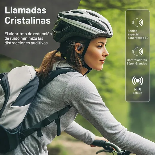 Vista 6 de Auriculares Bluetooth de conducción de aire, IPX5 impermeables de conducción de aire, audífonos sobre la oreja con micrófono, auriculares sobre