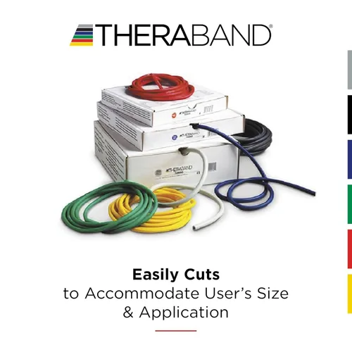 Vista 5 de THERABAND Tubo de resistencia con asas, negro, nivel pesado especial, bandas de resistencia elásticas de látex de 50 pulgadas para ejercicio, bandas