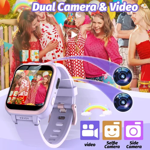 Vista 12 de Reloj inteligente para niños con juegos de rompecabezas, pantalla táctil HD, cámara de video, reproductor de música, podómetro, reloj despertador