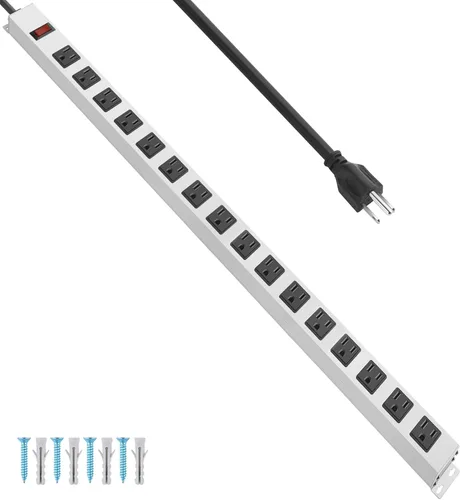Vista 10 de JUNNUJ Tira de alimentación de metal de 8 tomas, tira de alimentación resistente montable, protector de sobretensión de 1200J con tornillos
