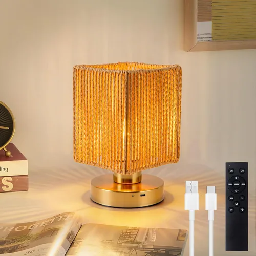 Vista 12 de Lámpara de mesa pequeña a pilas, 3 temperaturas de color, recargable, control táctil, lámpara de escritorio regulable, luz nocturna LED inalámbrica