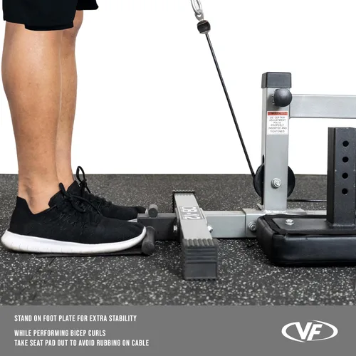 Vista 3 de Valor Fitness Máquina de cable de fila baja y desplegable LAT - Sistema de doble polea con carga de placa para entrenamiento de fuerza