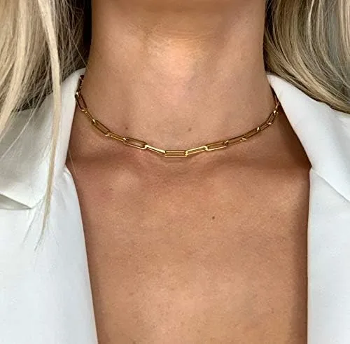 Vista 4 de Long tiantian Collar de oro grueso para mujer, collar de cadena gruesa en capas para mujer, collar punk, gargantilla gruesa, regalo de joyería