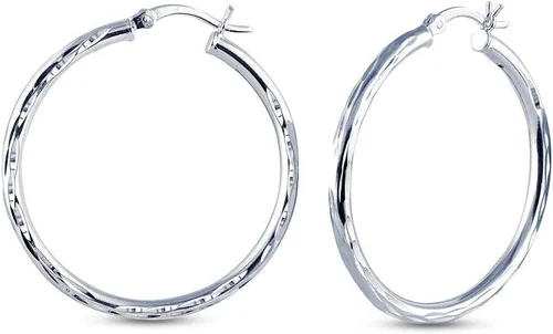 Vista 2 de Charmsy - Juego de 2 pares de aros clásicos de plata de ley 925 para mujer, 1.575 in, Plata Esterlina