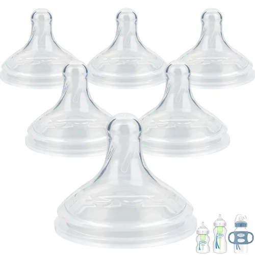 Vista 10 de Tetina de silicona para biberones de Dr.Brown's Wide-Nick, Nippls de biberón de nivel 1, flujo lento, 3.3 ft+, 6 unidades Nivel 3.6 ft+