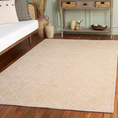 Vista 26 de SAFAVIEH Abstract Collection - Alfombra decorativa, 2 x 3 pies, azul y marfil, lana hecha a mano, ideal para zonas de alto tráfico en entrada, sala