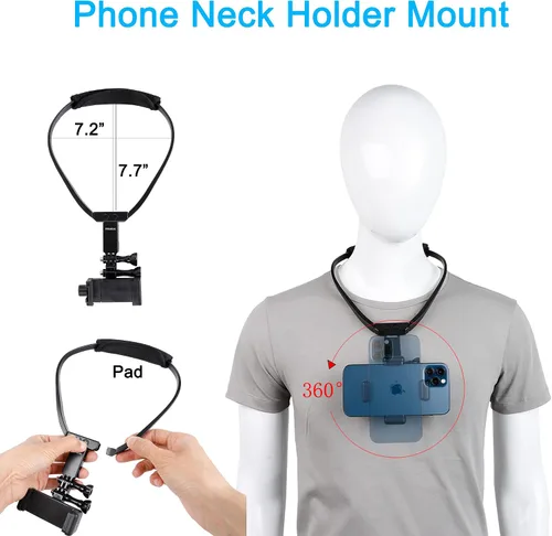 Vista 2 de Pellking POV/Vlog - Kit de montaje para correa de cabeza para teléfono inteligente, compatible con teléfonos inteligentes iPhone Samsung, Hero 9, 8