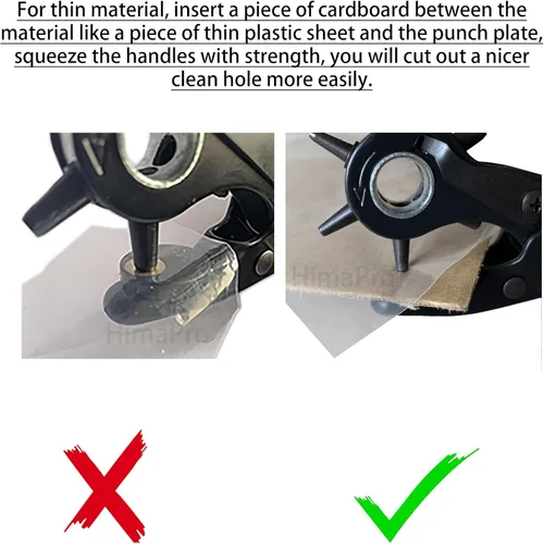 Vista 7 de HimaPro Perforadora giratoria de cuero para cinturones, collares de perro, sillones, zapatos, correas de reloj, etc. con una regla de medición, dos