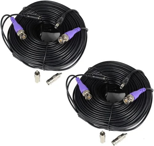 Vista 8 de VideoSecu Paquete de 2 cables de alimentación de video para cámara de seguridad HD de 100 pies, cable de extensión todo en uno con conectores BNC