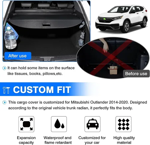 Vista 4 de Powerty Cubierta de carga para Honda HRV 2016-2021 2022 Cubierta retráctil para maletero Cubierta de blindaje de maletero para accesorios HR-V