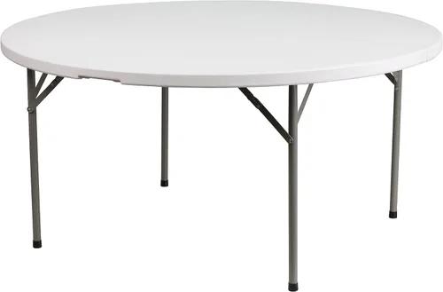 Vista 10 de Flash Furniture Elon Mesa plegable redonda de plástico blanco granito de 5 pies