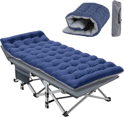 Vista 13 de Slsy Catre de camping plegable para adultos con almohadilla, catres de dormir portátiles acolchados, cama de campamento con bolsa de transporte