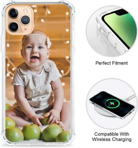 Vista 5 de Funda de teléfono con foto personalizada para iPhone 11 Pro Max, cubierta transparente suave de silicona personalizada con imagen/texto, regalo