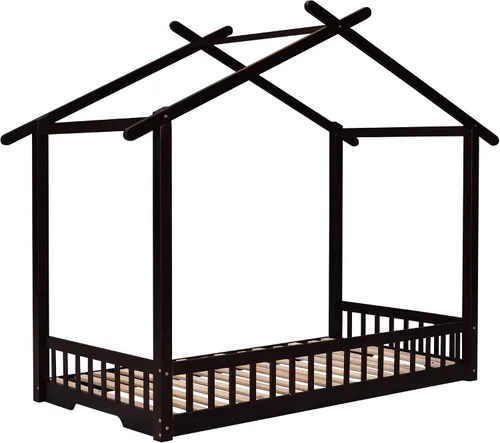 Vista 6 de Merax Cama de casa extensible, sofá cama de madera, no necesita somier, espresso