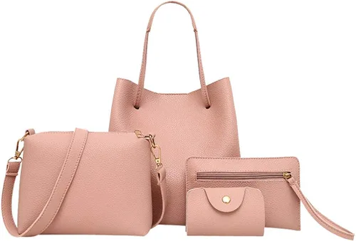 Vista 2 de Bolsos de hombro pequeños para mujer 4 piezas bolso de mano bolsos de hombro para niñas bolso de cuero sintético bolso de hombro hobo dorado