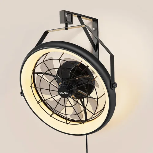 Vista 8 de VEVOR Ventilador de montaje en pared con luces de 22 pulgadas