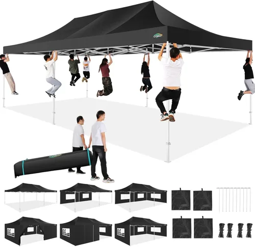 Vista 23 de COBIZI Tienda de campaña desplegable de 6.6 x 6.6 pies, toldo resistente, fácil de instalar, impermeable, para exteriores, fiestas, playa, jardín