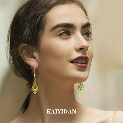 Vista 9 de Aretes colgantes bohemios plateados y dorados para mujer, a la moda, hechos a mano, vintage, delicados, lindos aretes largos de verano, accesorios