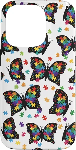 Vista 17 de Funda con patrón de rompecabezas de mariposa para iPhone 17