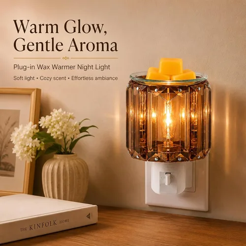 Vista 2 de MeplLivs Warmers Calentador de fragancia enchufable - Enchufe decorativo para calentar velas perfumadas (dorado) Calentador decorativo de cera