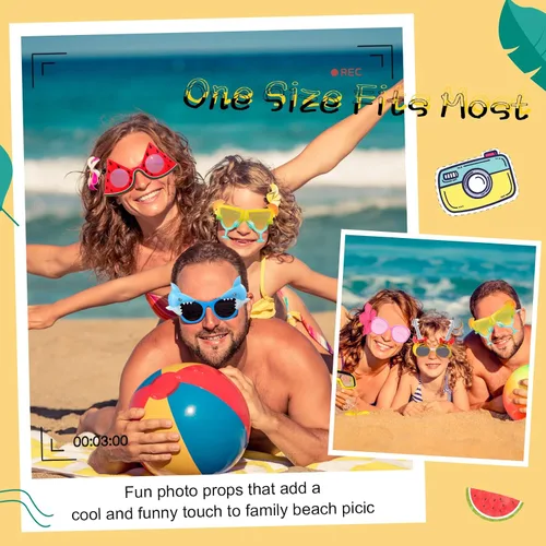 Vista 6 de Flutesan 24 pares de lentes de sol para fiesta Luau, divertidas gafas tropicales hawaianas, suministros para fiestas temáticas de playa