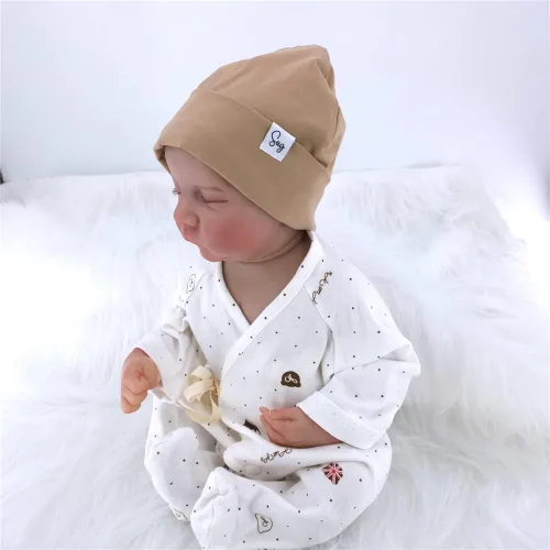 Vista 5 de Gorro de Jersey para Bebés Recién Nacidos Niños y Niñas con Forro de Satén Sedoso Gorros Boina Niños Pequeños Bebés Niños Pequeños Gorros