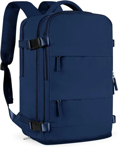 Vista 80 de Mochila de viaje grande, bolsa de mano, aprobada para aviones, para artículos personales, para hombre o mujer, color beige con marrón