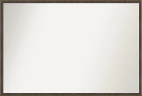 Vista 95 de Amanti Art Brown Bathroom Mirror for Over Sink, 21x33 Custom Made Hardwood Wedge Mocha Rectangle Vanity Mirror, Large Modern Wood Frame, Hangs