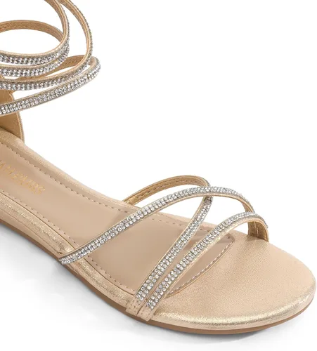 Vista 5 de DREAM PAIRS - Sandalias de plataforma baja para mujer, con correa al tobillo y diamantes de imitación