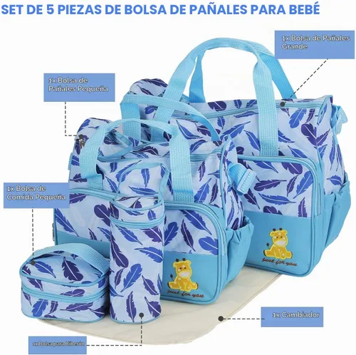 Vista 3 de KOCASO Juego de 5 bolsas de pañales para bebés Azul
