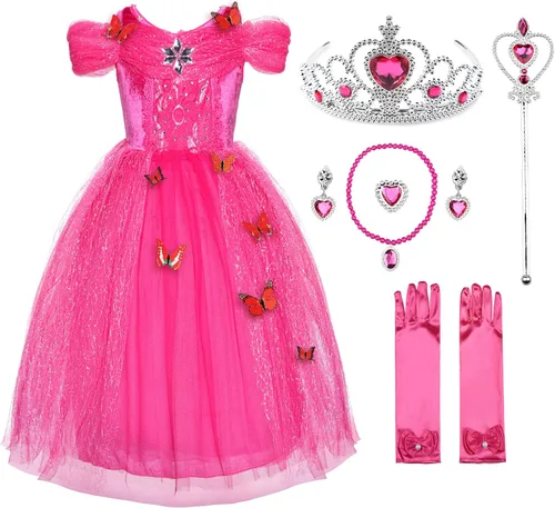 Vista 27 de JerrisApparel Vestido de niña de flores, disfraz de princesa mariposa para niña