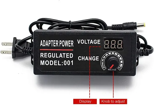 Vista 5 de Adaptador de corriente ajustable de 3-24 V, 2 A, fuente de alimentación variable universal de conmutación de 48 W, 100-240 V CA a CC 5 V, 6 V, 9 V
