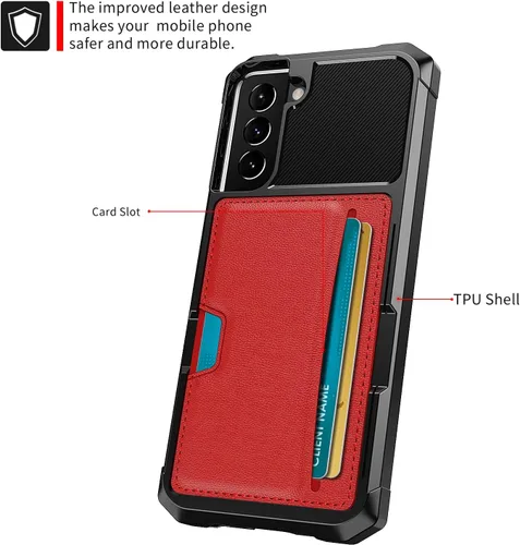Vista 6 de Asuwish Funda de teléfono para Samsung Galaxy S21 Plus S21+ 5G con protector de pantalla de vidrio templado, soporte delgado para tarjeta