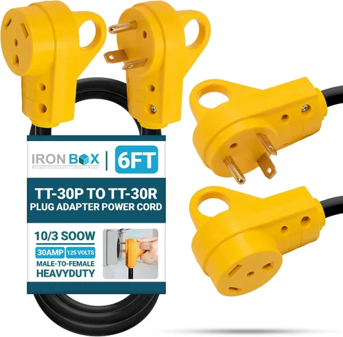 Vista 20 de IronBox Electric TT-30P a TT-30R - Adaptador y extensión - 30A, 125V, 10/3 SOOW - Cable adaptador de conector de enchufe resistente, cable