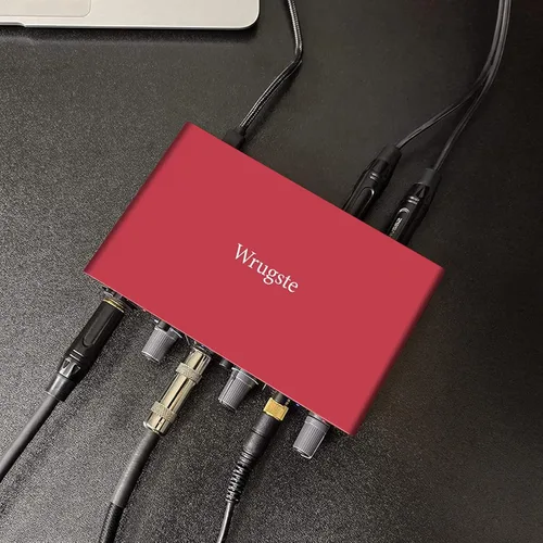 Vista 3 de Wrugste Interfaz de audio USB solo (24 bits/192 kHz)+alimentación fantasma de 48 V para grabación de computadora, podcasting y transmisión, Plug and