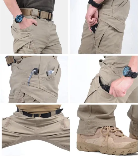 Vista 5 de CARWORNIC Gear - Pantalones tácticos para hombre de senderismo, ligeros, de algodón, estilo militar, para exterior, de combate, cargo