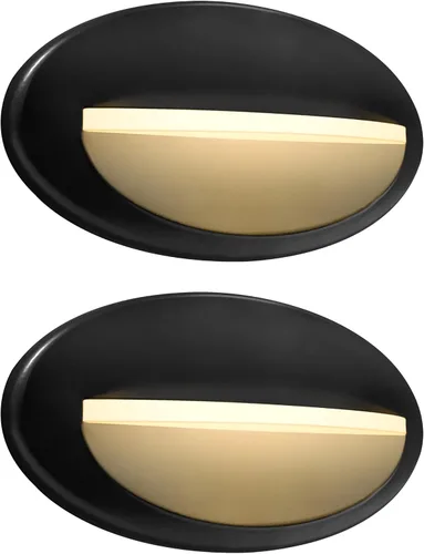 Vista 8 de GKOLED Paquete de 2 luces LED ovaladas de bajo voltaje, luces de escalera de paisaje, 2 W 40 lúmenes, 9-15 V CA/CC, 2700 K, aluminio fundido a