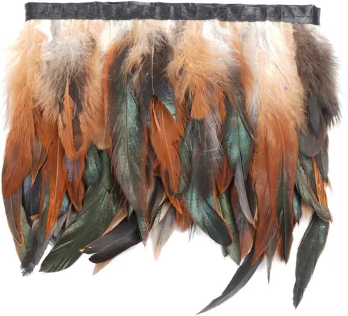 Vista 12 de Shekyeon Borde de flecos de plumas de gallo de 2 yardas para decoración de disfraces (negro)