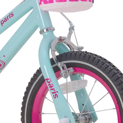 Vista 7 de JOYSTAR Paris Girls Bike for Ages 3-8 Years Old, 14 16 18 20 Inch Kids Bike with Training Wheels, Basket and Handbrake, Multiple