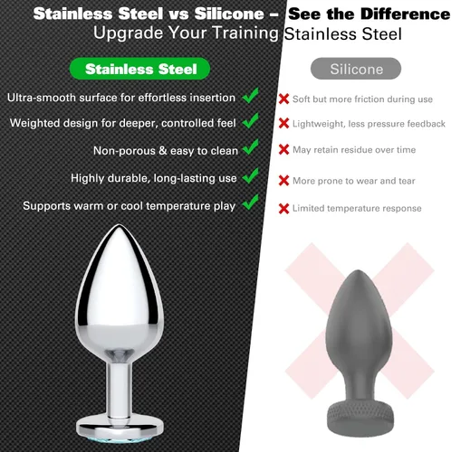 Vista 5 de Vikkiy Anal Plug Beginner Set, 4 PCS Stainless Steel Butt Plug Kit